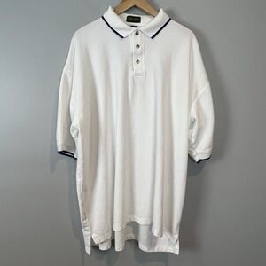 Tiger Hill White Polo Shirt Size 5XL Blue Trim Short Sleeve Unworn